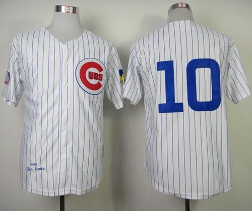 Mitchell and Ness 1969 Cubs #10 Ron Santo White Throwback Stitched MLB Jersey - Click Image to Close